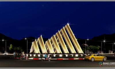 Thiết kế trang trí chiếu sáng Nghệ thuật Biểu trưng Tây Ninh - Vòng xoay Bưu Điện TP Tây Ninh