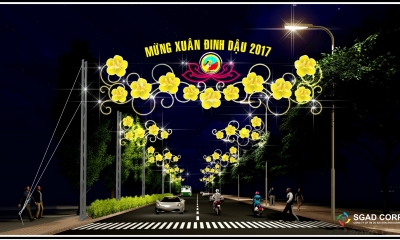 Thiết kế trang trí chiếu sáng Nghệ thuật đường phố huyện Cần Đước chào Xuân Đinh Dậu 2017