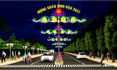 Thiết kế trang trí chiếu sáng Nghệ thuật đường phố huyện Cần Đước chào Xuân Đinh Dậu 2017
