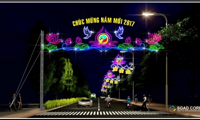 Thiết kế trang trí chiếu sáng Nghệ thuật đường phố huyện Cần Đước chào Xuân Đinh Dậu 2017